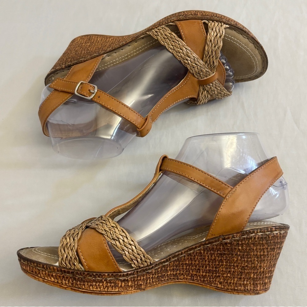 Patrizia 8 Spring Step Malorie Camel Wedge Women’s Tan Sandals Comfort Shoes - Picture 11 of 13